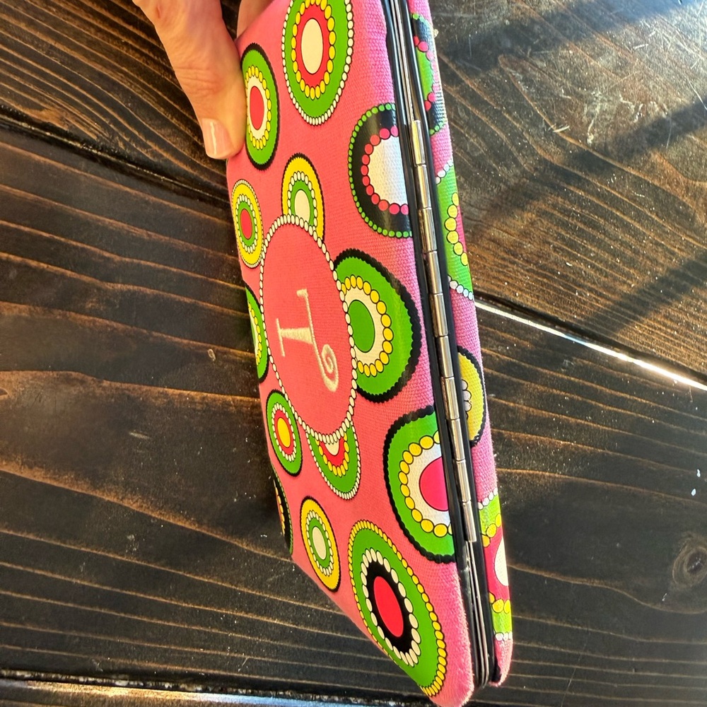 Colorful Patterned hard wallet case with initial T - Picture 2 of 6